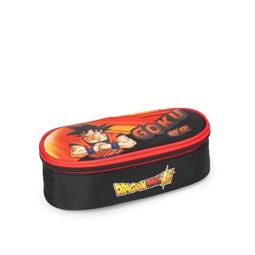 Dragon Ball Super - Astuccio Scuola Ovale Ufficiale Dragon Ball, Ideale Per Riporre La Cancelleria, Con Divisorio Interno Con Passanti Elastici E Prat
