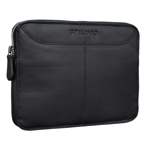 Stilord 'Tyler' Custodia Tablet In Pelle Borsa Porta Ipad 9,7 Pollici Di Cuoio Vintage Sleeve Porta Tablet Retrò, Colore:Nero