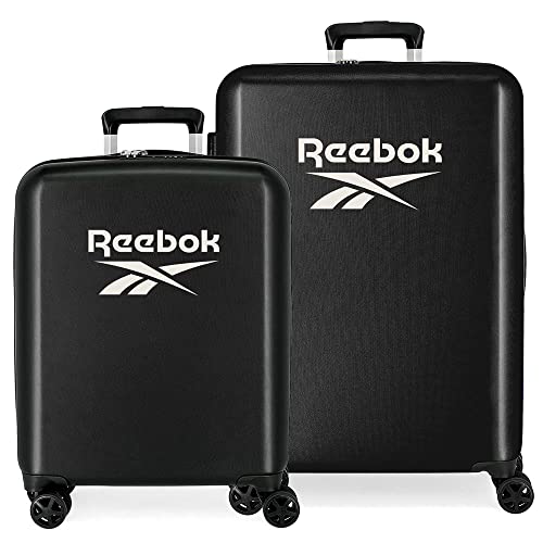Reebok Roxbury Set Valigia Nero 55/70 Cm Abs Rigido Chiusura Tsa Integrata 119.4L 6 Kg 4 Doppie Ruote Bagaglio A Mano