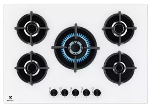 Electrolux Egg75372W Piano Cottura Gas 75 Cm 5 Fuochi Vetro Tripla Corona Ghisa Bianco