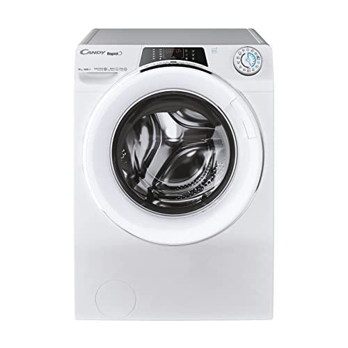 Candy Rapidó Ro16106Dwmct/1-S Lavatrice, 10 Kg, 1600 Giri, Wi-Fi + Ble, Connesso, Opzione Vapore, Rilevatore Kg, Classe A, 60X58X85 Cm, Bianco