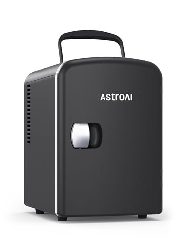 Astroai Mini Frigo 4 Litri / 6 Lattine Sistema Di Raffreddamento E Riscaldamento Portatile Alimentato Ca/Cc Per Auto, Case, Uffici E Dormitori (Nero)