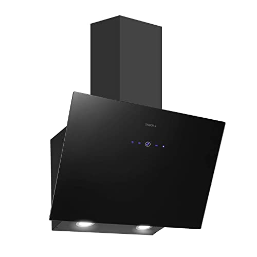 Sndoas Cappa Aspirante 60 Cm, Cappa Cucina Inclinata 700 M³/H, 9 Livelli, Doppia Modalità Di Ventilazione, Pannello Touch, Spegnimento Ritardato, Nero