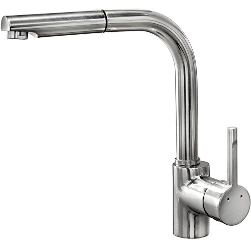 Grifo Ark 938 I Inox Monomando Fabricado En Acero Inoxidable, Flexible De Alta Resistencia, Maneral Extraíble De 1 Posición.