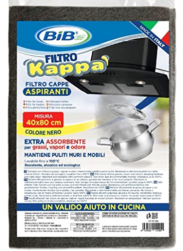 Bib Filtro Cappa Cucina 40X80 Cm Colore Nero, Filtro Per Cappe Aspiranti Universale E Ritagliabile Assorbente
