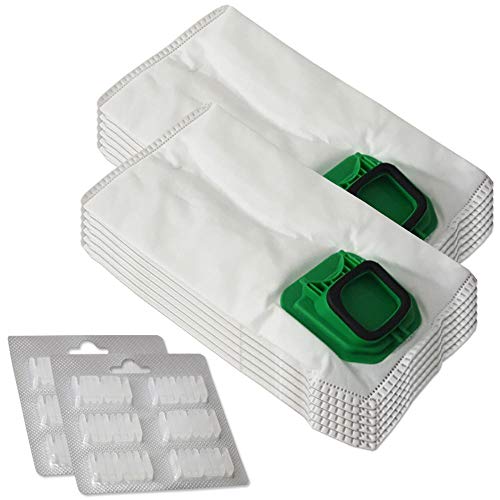 Kit 12 Sacchetti Per Aspirapolvere + 12 Profumi Adatti Per Vorwerk Folletto Vk 140 150 - Vk140, Vk150 - Fp 140 150 - Fp140/150 - Con Microfibra Specia