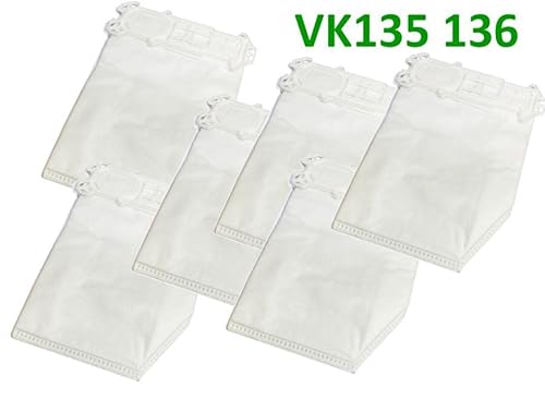 Confezione 6Pz Sacchetti Aspirapolvere Folletto Vk 135/136 Adattabili In Busta