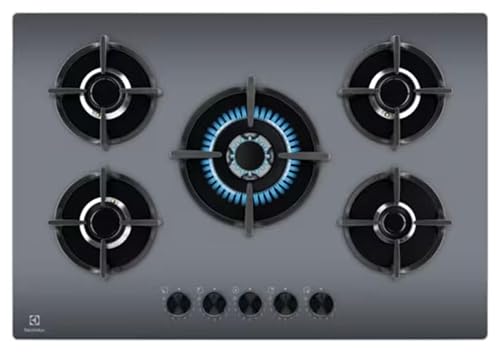 Electrolux Egg75372M Piano Cottura Gas 75 Cm 5 Fuochi Vetro Tripla Corona Ghisa Mirror