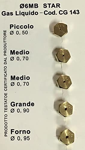 Serie Ugelli 6Mb Gpl Con 5 Iniettori Gas Cucina Piano Cottura Fuochi 2 Medi