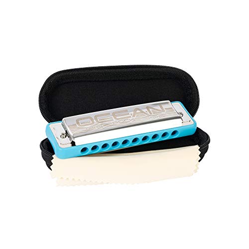 Ocean Rock Blues Harmonica In F, Blue (Incl. Stylish Softcase And Cleaning Cloth)