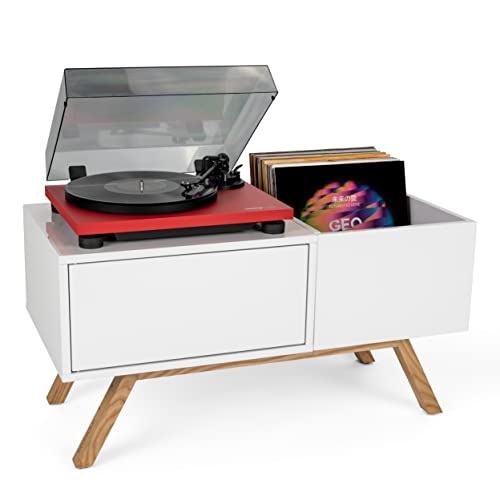 Glorious Turntable Lowboard - Tavola Rotante Bassa Di Alta Qualità In Design Retrò Anni '60, Spazio Di Archiviazione Per Un Giradischi E Molto Spazio