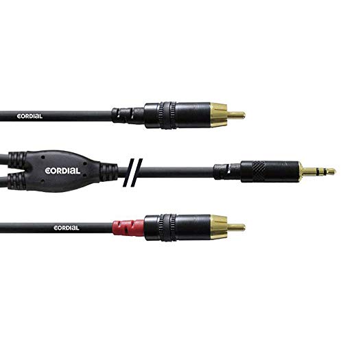Cordial Cfy 3 Wcc - Cavo Y Stereo, Mini Jack Trs/2X Rca Maschio Rean 3 M, Nero