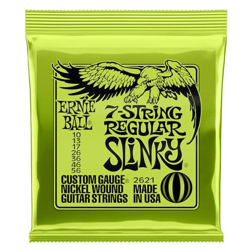 Ernie Ball, Regular Slinky 7-String Nickel Wound, Corde Per Chitarra Elettrica A 7 Corde, Diametro 10-56