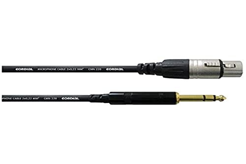 Cordial, Cfm 1.5 Fv Cavo Bilanciato, Xlr Femmina/Jack Trs Rean 1,5 M, Nero