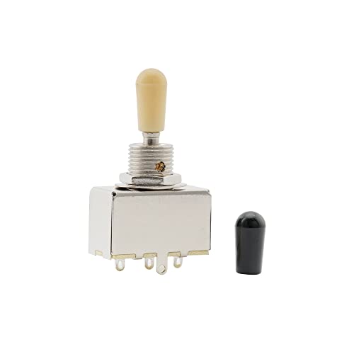 Musiclily Metrico Chitarra 3 Way Switch Selettore Pickup Scatoletta 3 Posizioni Per Chitarra Elettrica Tipo Les Paul Sg, Cromato Pomello Crema