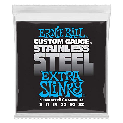 Ernie Ball, Extra Slinky Stainless Steel Wound, Corde Per Chitarra Elettrica, Diametro 8-38