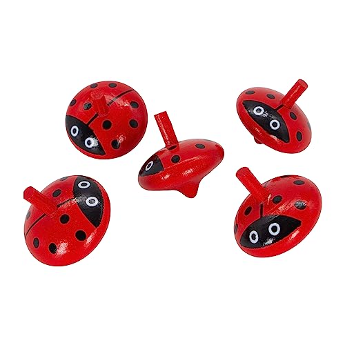 Gico 6463 - Trotttttola In Legno Per Bambini, Con 5 Trottole Colorate, Altezza 3,5 Cm, Diametro 3,5 Cm