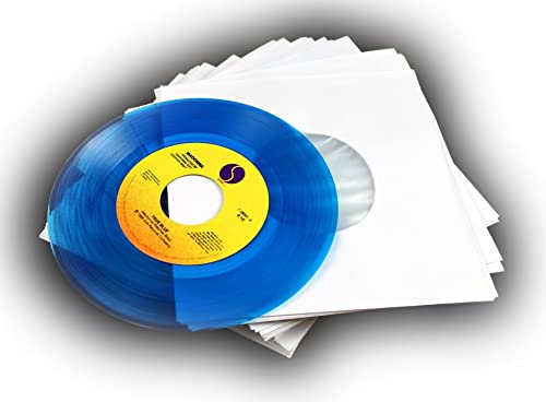 Mc Daison 100 Bustine In Carta Bianca Forate + Velina Antigraffio Antistatica Per Dischi Vinile 7" 45 Giri Rpm Singoli Diametro 18 Cm