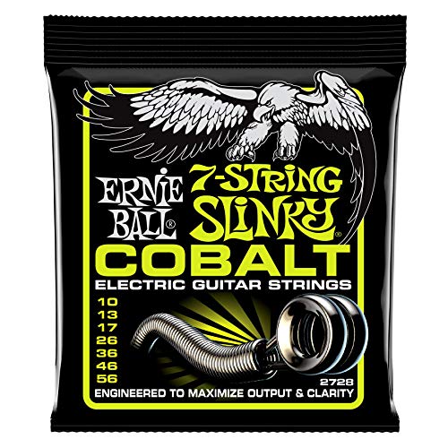 Ernie Ball, Regular Slinky Cobalt 7-String, Corde Per Chitarra Elettrica A 7 Corde, Diametro 10-56