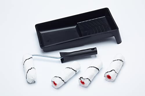 Prodec Advance Arrt003 - Set Di 6 Mini Rulli In Microfibra A Pelo Medio, Telaio E Vassoio Per Una Finitura Liscia, Con Vernici A Emulsione E Macchie D