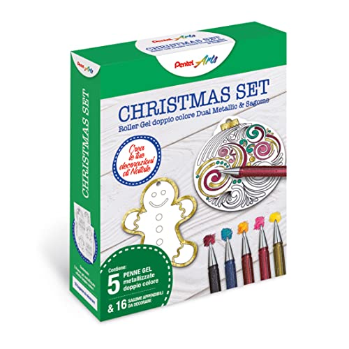 Pentel Kit Hybrid Dual Metallic K110 Effetto Doppio Colore & Sagome Da Colorare