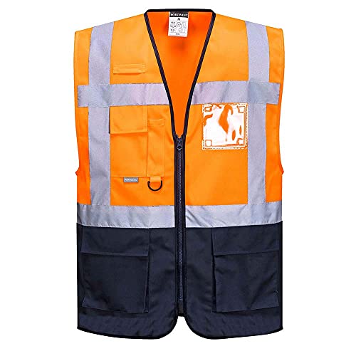 Portwest C476 Gilet Executive Varsavia, Unisex - Adulto, Multicolore (Arancione /Blu Marino), Xxxl