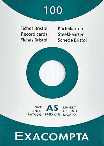 Exacompta 13808B Cartoncini Bristol, 14X21 Cm, Bianco