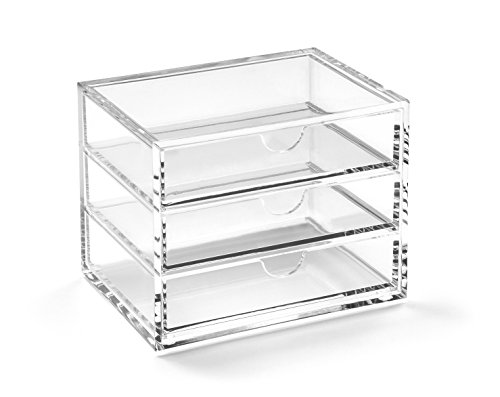 Osco A3275 Small Clear Acrylic Triple Drawer, Transparent