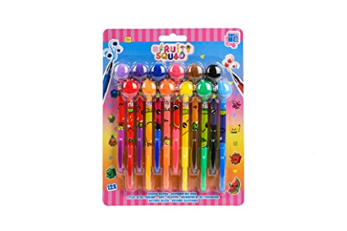 Fruity Squad - Set Di 12 Penne Gel Pompon Profumate Per Bambini, Colori Assortiti Fs60384 Multicolore