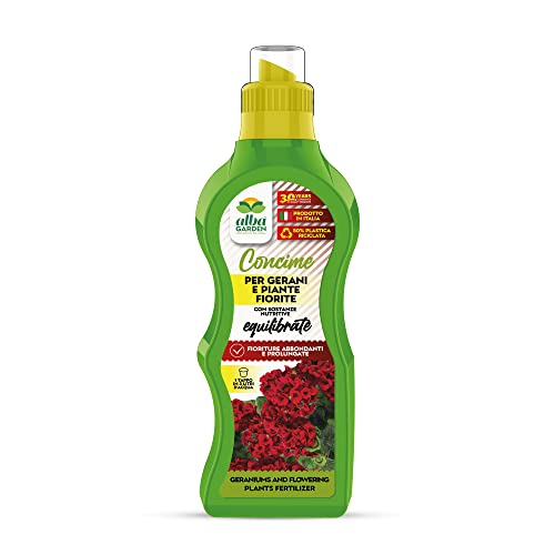 Albagarden Concime Per Gerani E Piante Fiorite - Fertilizzante E Concime Liquido Per Abbondanti Fioriture Come Gelsomino, Surfinie, Glicine, Begonie E