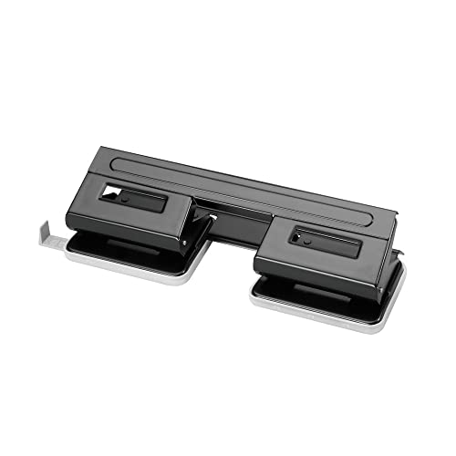 Herlitz 1610880 - Perforatore Doppio, Profondità Di Perforazione: 1,5 Mm, Con Guida, Colore: Nero