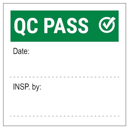 Vsafety, Adesivo Verde Con Scritta Qc Pass - 51 X 51 Mm (Rotolo Da 250)