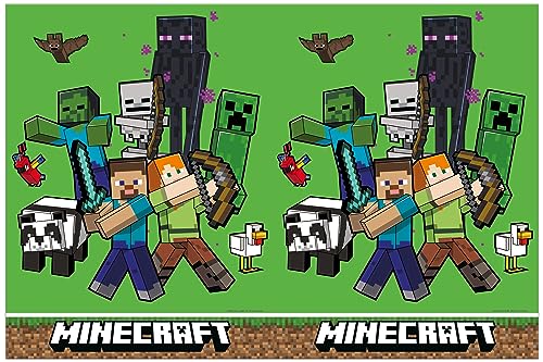 Tovaglia * Minecraft * Come Decorazione Per Compleanno Dei Bambini E Feste A Tema, Dimensioni: 120 X 180 Cm, Lavabile, Riutilizzabile, Festa Di Comple