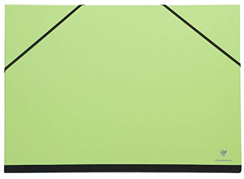 Clairefontaine 144404C - Cartella Portadisegni Con Chiusura Con Elastico 52X72 Cm, Rivestimento Carta Maya Verde