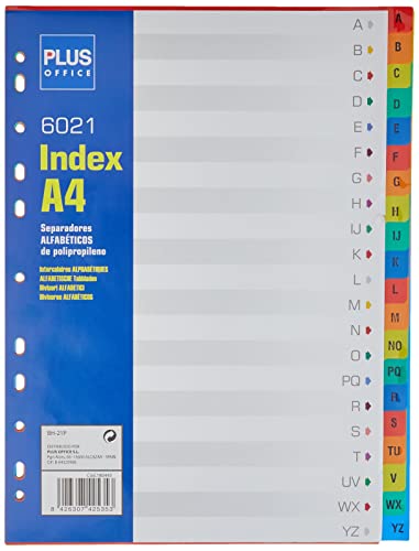Office Plus Hj-21P – Separatore Alfabetico In Polipropilene Con 20 Fogli Di Lettere, 1 Unità