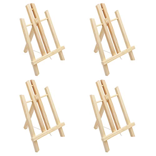 Belle Vous Mini Cavalletto Legno Di Pino Espositore Da Banco Porta Menu (Set Da 4) - 30 Cm - Mini Cavalletto Pittura Per Segnatavolo Matrimonio, Porta