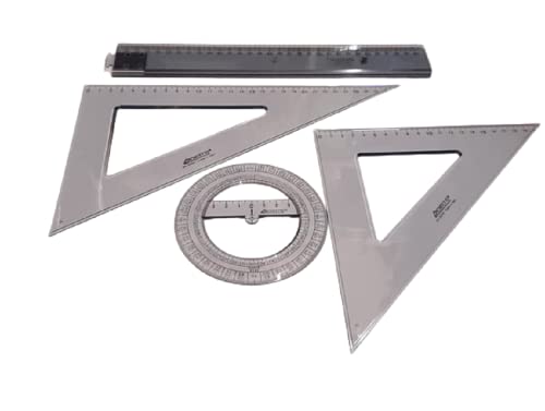 Kit Disegno Metariga Cm 30/60 -Squadre 45°/60° - Goniometro 180°- Tasca Interna Porta Album