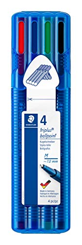 Staedtler 437 Msb4 St - Penna A Sfera Triplus Ball (Fusto Ergonomico Triangolare, Larghezza Linea M, Resistente Alle Sbavature, Scatola 4 Colori)