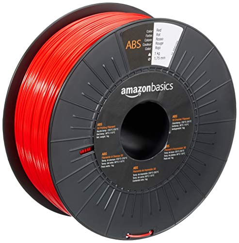 Amazon Basics - Filamento Per Stampanti 3D, In Abs, 1.75 Mm, Rosso, 1 Kg Per Bobina