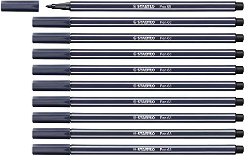 Pennarello Premium - Stabilo Pen 68 - Confezione Da 10 - Grigio Di Payne