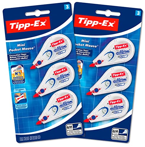 Tipp-Ex, Pocket Mouse, Bianchetto A Nastro, Cancelleria Scuola E Ufficio, Correttori A Nastro 3X2, Confezione Da 6 Unità
