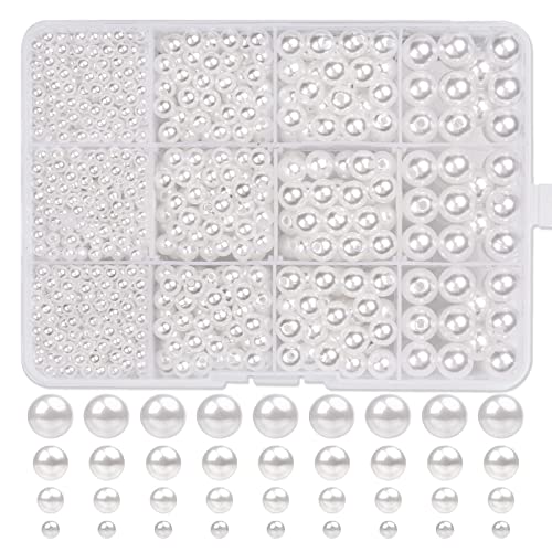 Zhenle 1320 Perle Per Bigiotteria Bianco Perle Finte Rotonde Perle Bianche Per La Creazione Di Gioielli, Collane, Bracciali, Gioielli Fai Da Te (Diame