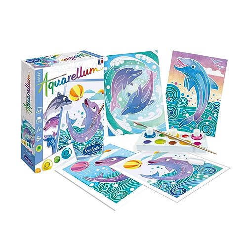 Sentosphere 3906000 Aquarellum Mini, Aquarell Malset Für Kinder, Delfine, Bastelset, Kreativ-Set, Diy