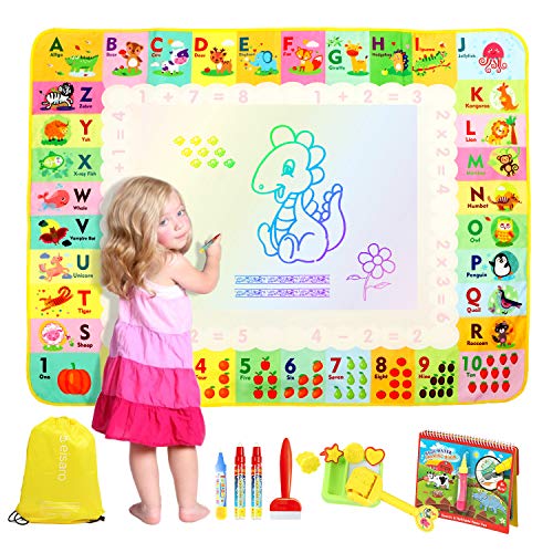 Eisaro Tappeto Gioco Bambini 120X90Cm, Tappeto Magico Per Scarabocchi Con Accessori, Giochi Educativi 2-6 Anni, Riutilizzabile, Doodle Idea Regalo Des