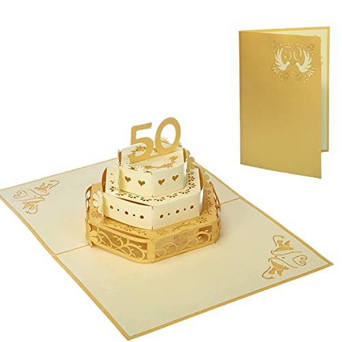 Lin - Pop Up 3D Biglietto Di Auguri Per Il Anniversario Del Matrimonio, Nozze D'Oro 50 Anni (#212)