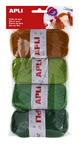 Apli 946051 - Gomitoli Di Lana 4 Pezzi 50G, Toni Verdi