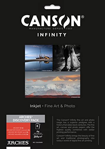 Canson Infinity Discovery Pack Arches Carta Fotografica A4, 8 Fogli, Bianco, C33625H000