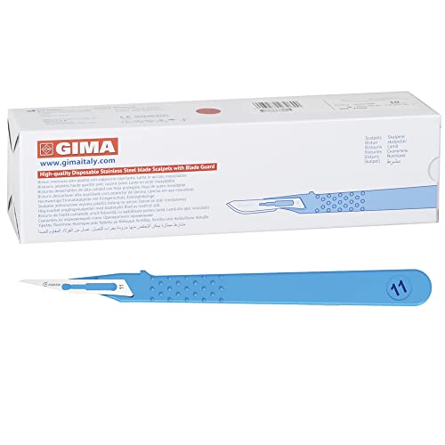 Gima, Bisturi Monouso, Sterili, Modello Standard, N. 11, Con Lama In Acciaio Inox Saldata, Leggero Ed Ergonomico, 27061