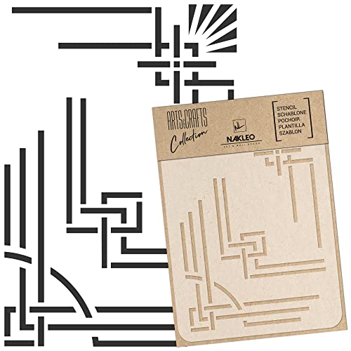 Nakleo Fai Da Te Stencil In Plastica Riutilizzabile - 21X30Cm - Cornici Art Déco Frontiere 1 - Arte Artigianato Parete Pittura Modello Scrapbooking De