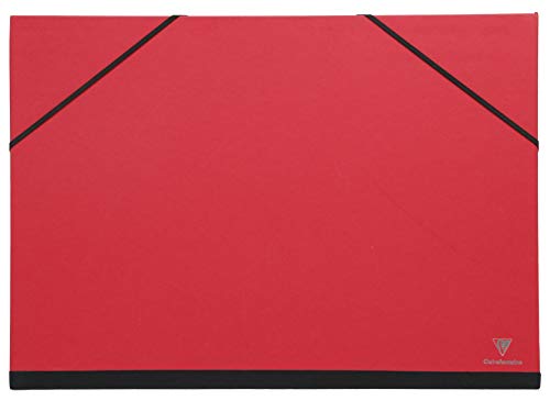Clairefontaine 144705C - Cartella Portadisegni Con Chiusura Con Elastico 37X52 Cm, Rivestimento Carta Maya Rosso